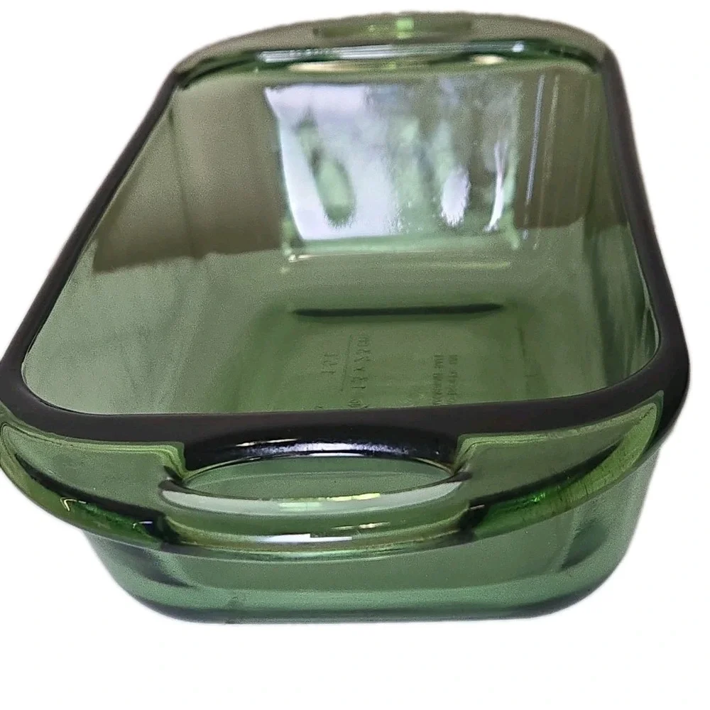 VTG Fire King Green Glass Baking Dish 6x9 Anchor Hocking Ovenware Casserole USA